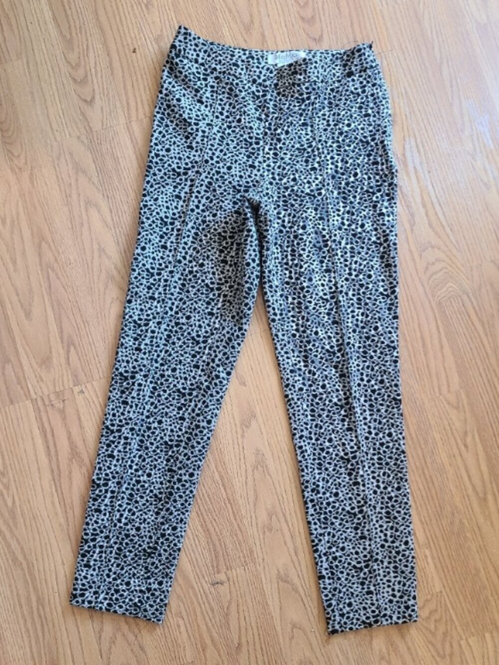 MAX MARA SLIM ANIMAL PRINT POLKA DOT SPOT STRETCH CIGARETTE CAPRI PANTS sz 6
